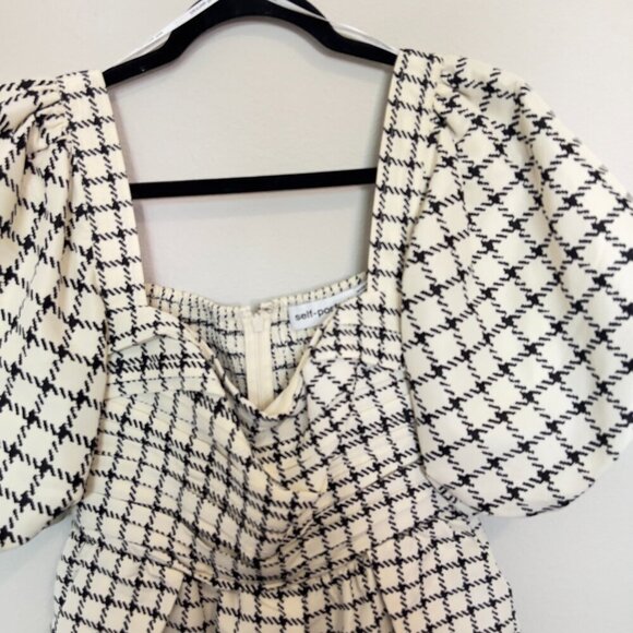 Self Portrait Monochrome Check Mini Dress Size UK10 US6 - Picture 3 of 6